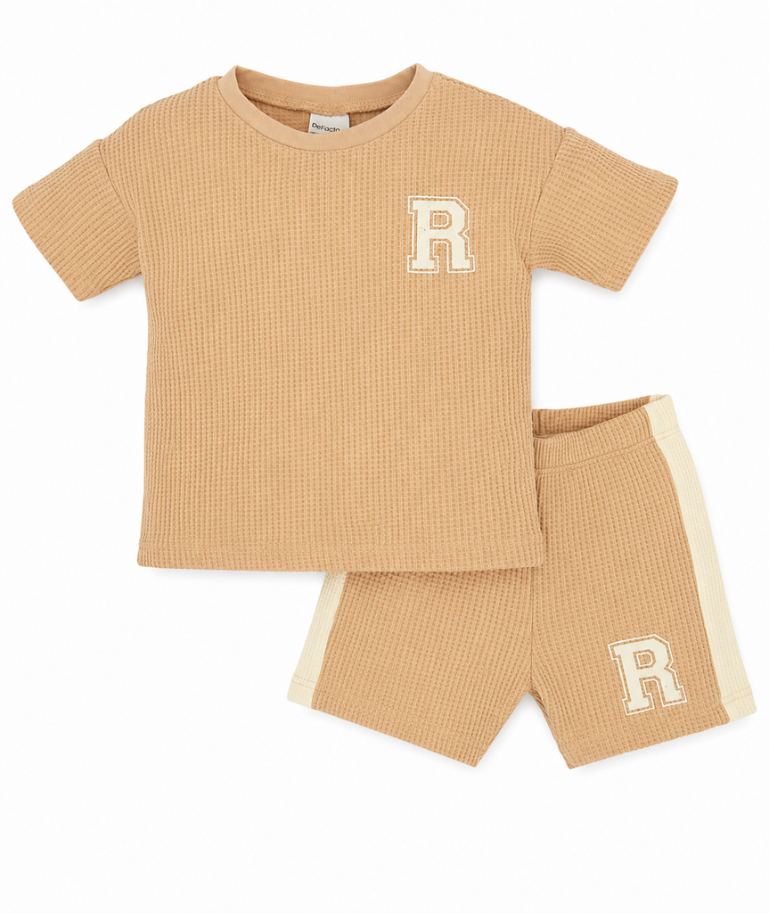 DeFacto : Baby Boy Waffle Knit T-Shirt & Shorts Set (18-24 M)