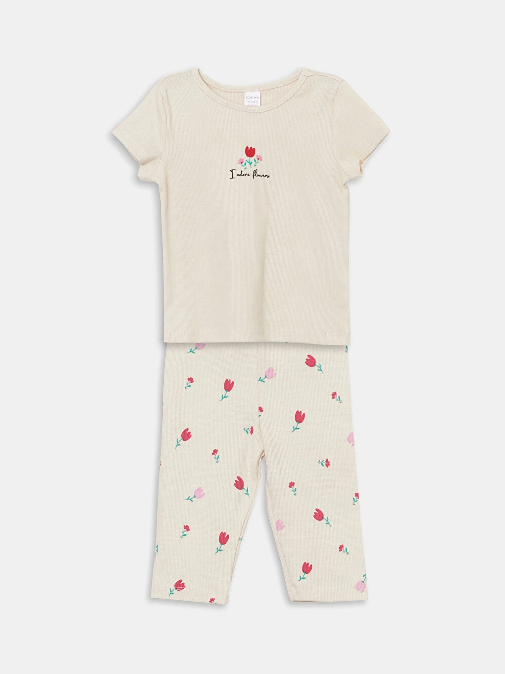 LCW : Kids Crew Neck Short Sleeve Floral Baby Girls Blouse And Leggings 2-pack Set