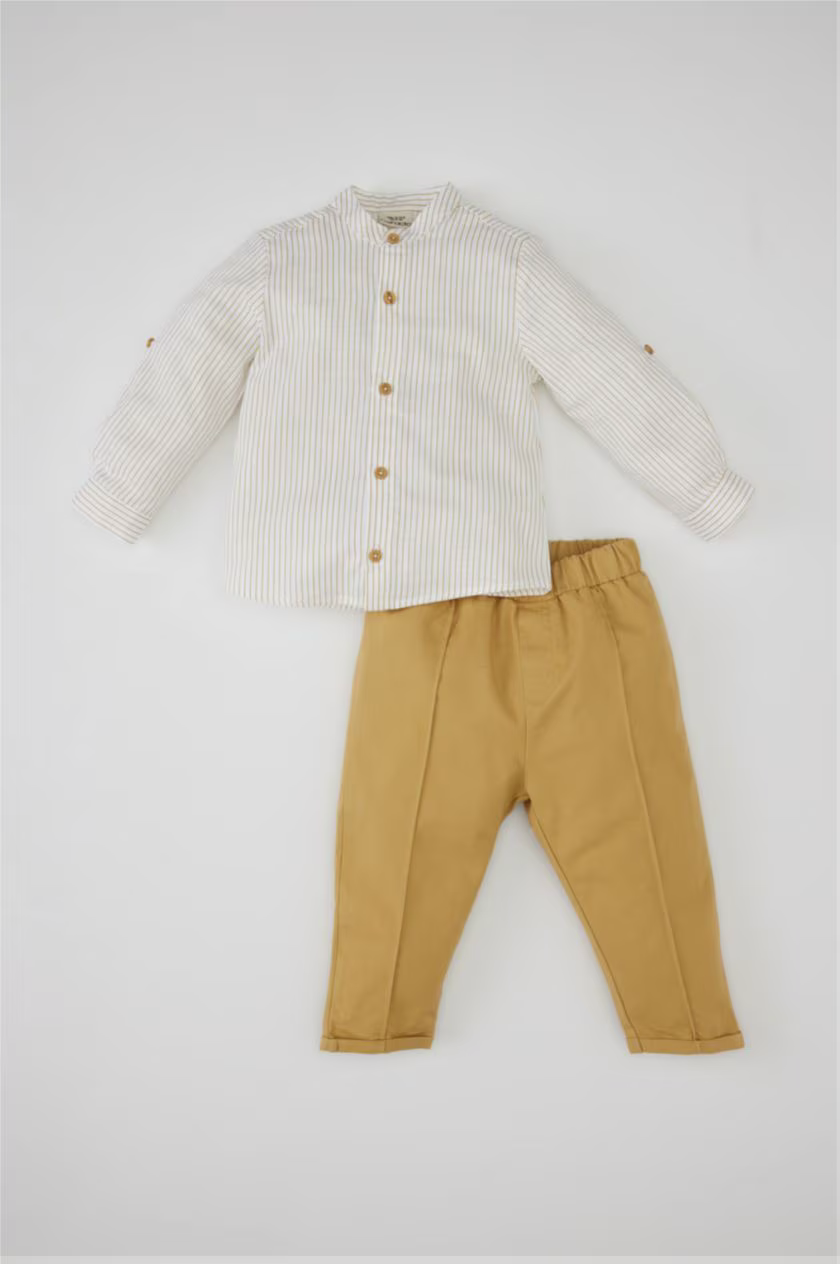 DeFacto : Baby Boy Striped Poplin Shirt Trousers 2 Piece Set