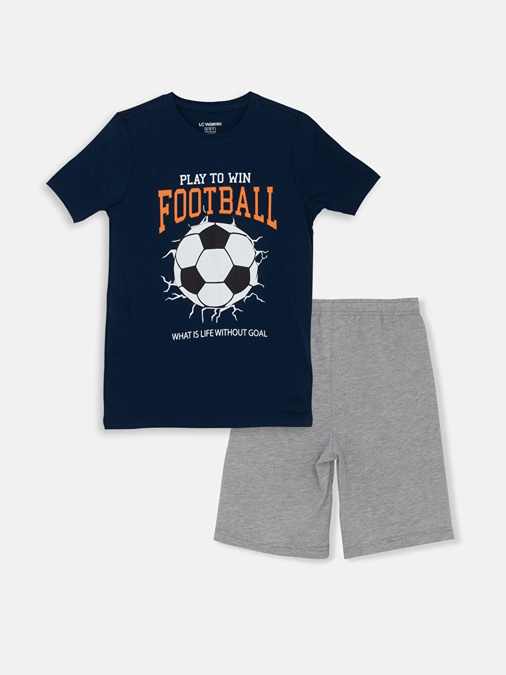 LCW : Kids Crew Neck Printed Short Sleeve Boys' Shorts Pyjama Set