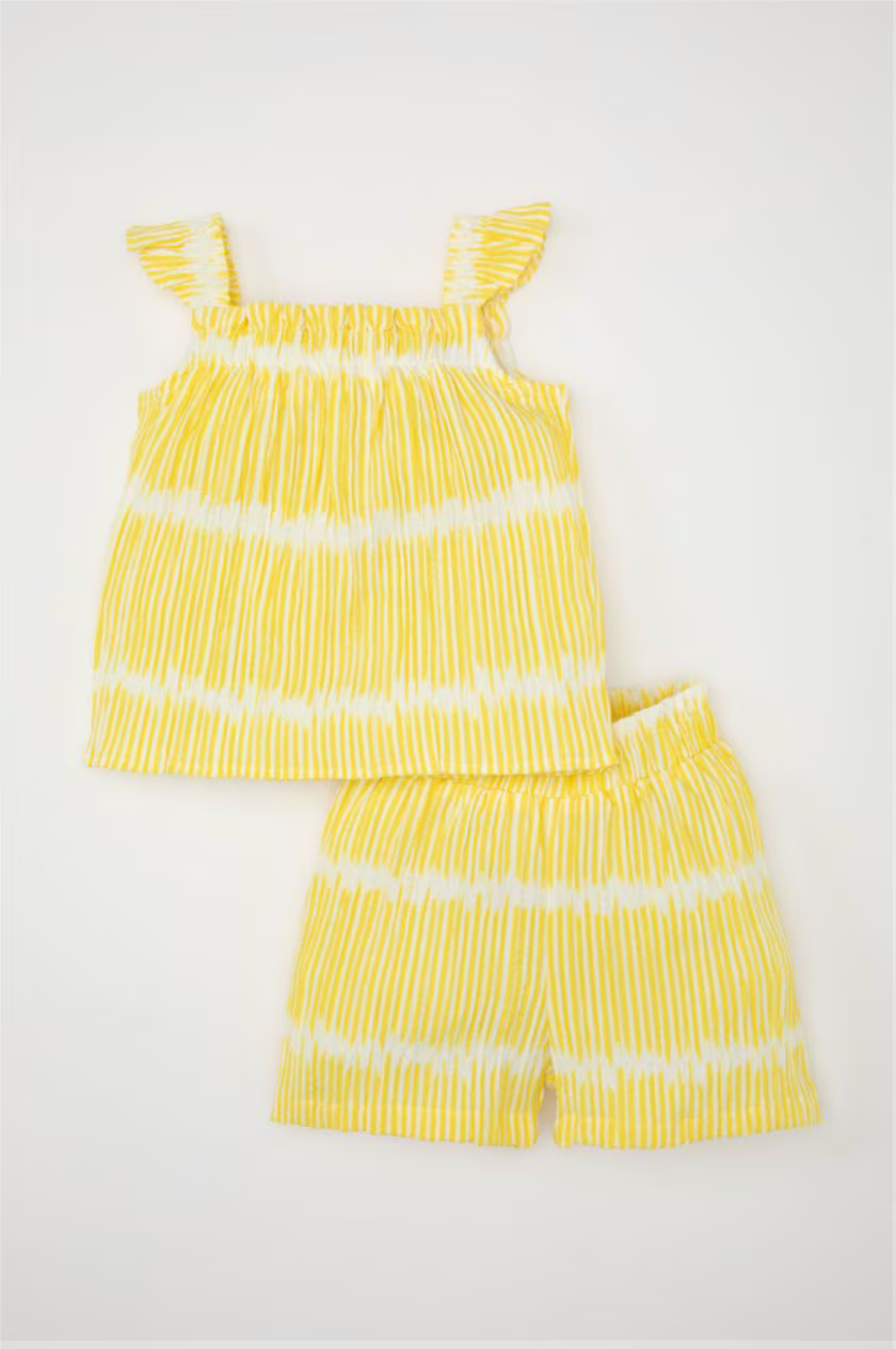 DeFacto : Baby Girl Striped Crinkle Blouse and Shorts 2 Piece Set (3-4 Y)