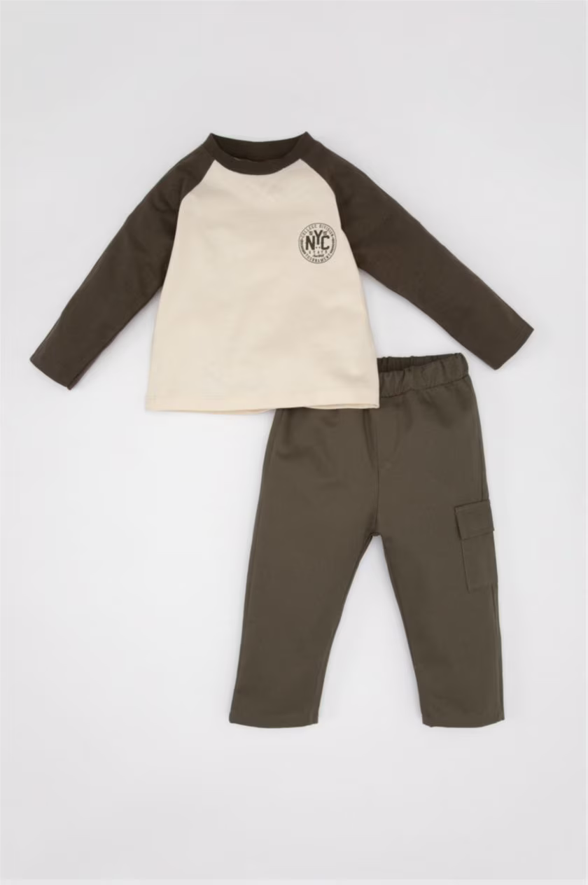 DeFacto : Baby Boy Slogan Printed T-Shirt Trousers 2 Piece Set (3-4 Y)